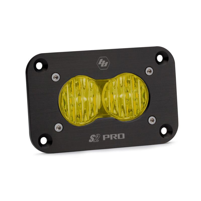 Baja Designs S2 Pro Black Flush Mount LED Auxiliary Light Pod - Amber Wide Cornering