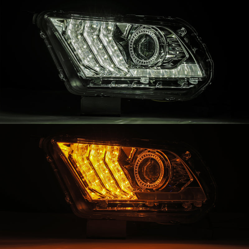 AlphaRex 10-12 Ford Mustang PRO-Series Halogen Projector Headlights Chrome