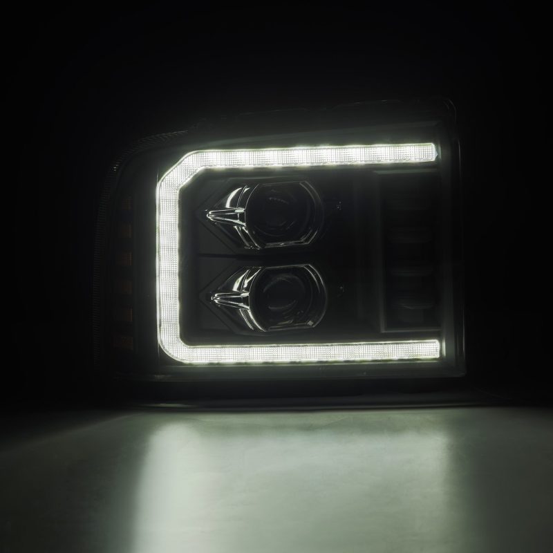 AlphaRex 05-07 Ford Super Duty/Excursion LUXX-Series LED Projector Headlights Black