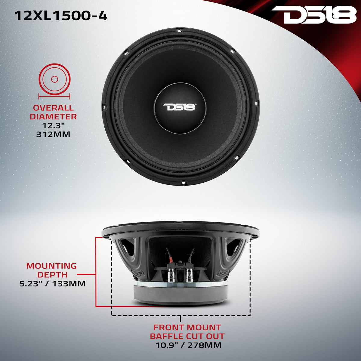 DS18 XL 12" Mid-Range Loudspeaker 750 Watts Rms 4-Ohm