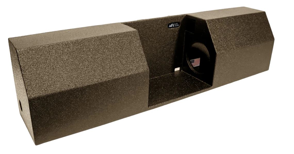 Elite Audio Enclosures | GM Single Cab Dual 8" Ported - USA Made Subwoofer Box with Bed Liner Spray Finish