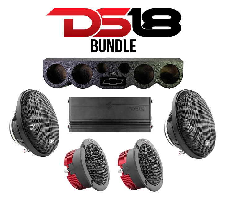 DS18 Bundle with Roof Rack Panel | Elite Audio 38" Speaker Panel for Chevy (Fits 4x 6.5" & 2x 3.8") + (2 Pairs) DS18 PRO-FR6NEO 6.5" Full-Range Midrange Speakers + (2 Pairs) DS18 GTX1XL 1.3" Super Bullet Tweeters + DS18 GEN-X 4-Channel Class D Amplifier