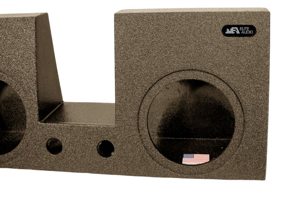 Elite Audio Enclosures | Ford F-250 / F-350 / F-450 Super Duty 2000-2016 Dual 10" - USA Made Subwoofer Box with Bed Liner Spray Finish