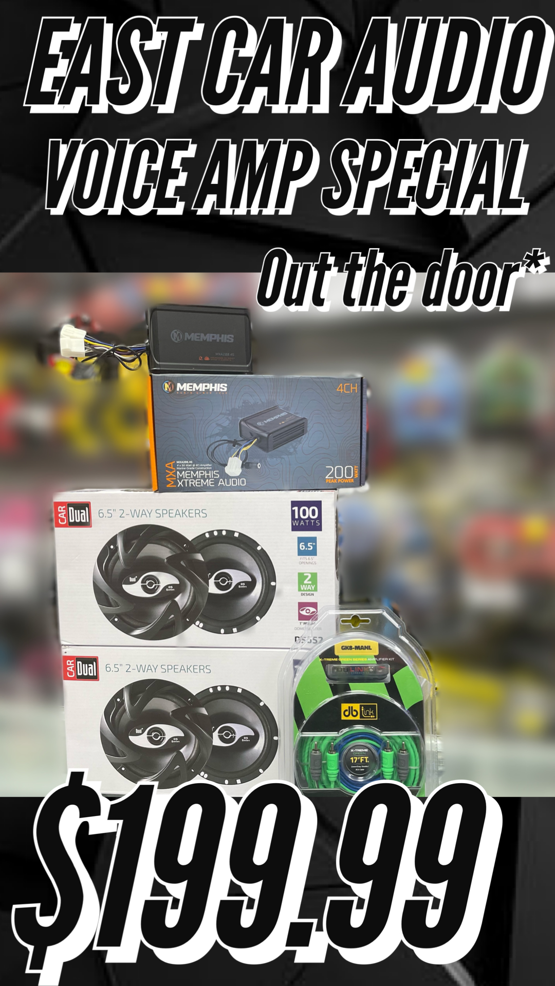 6.5" Speaker Replacement kit + 4-Ch Amp For 2003 - 2014 Silverado Sierra Crew Cab. Value Package