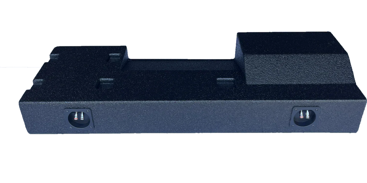 TOYOTA TUNDRA 2022 - 2025 UNDER THE SEAT UP FIRE 2X10" Rhino Lined Bedliner Sub-Woofer Box. Toyota Tundra Crew-Max (non-hybri