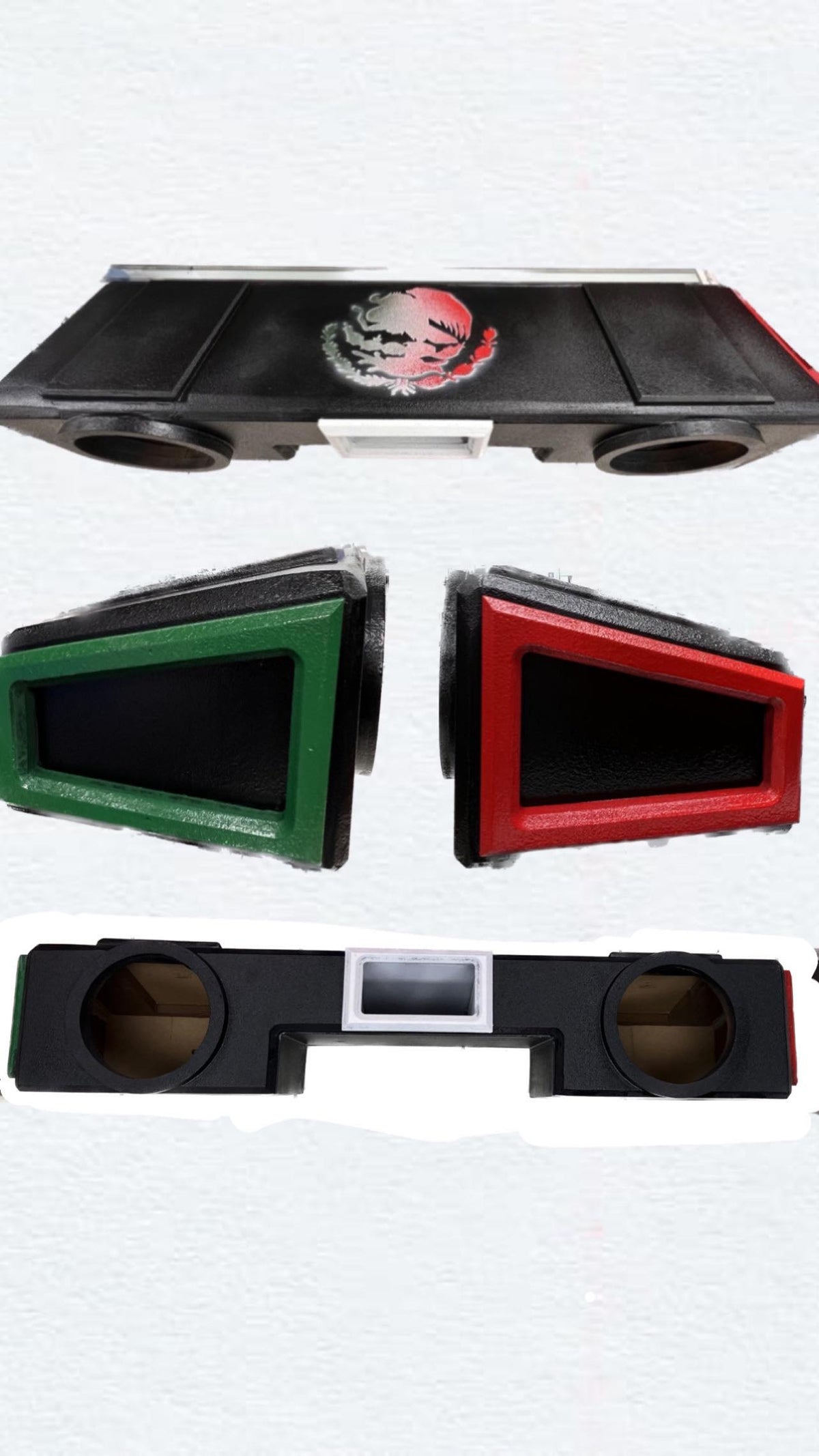 ECA CHEVY SILVERADO GMC SIERRA CK 88 - 06 EXTENDED CAB, 07-23 CREW CAB, (2-8") MEXICAN EDITION RHINO BED-LINER SUB WOOFER BOX FITS FOR 2-G7'S OR 2-G5'S