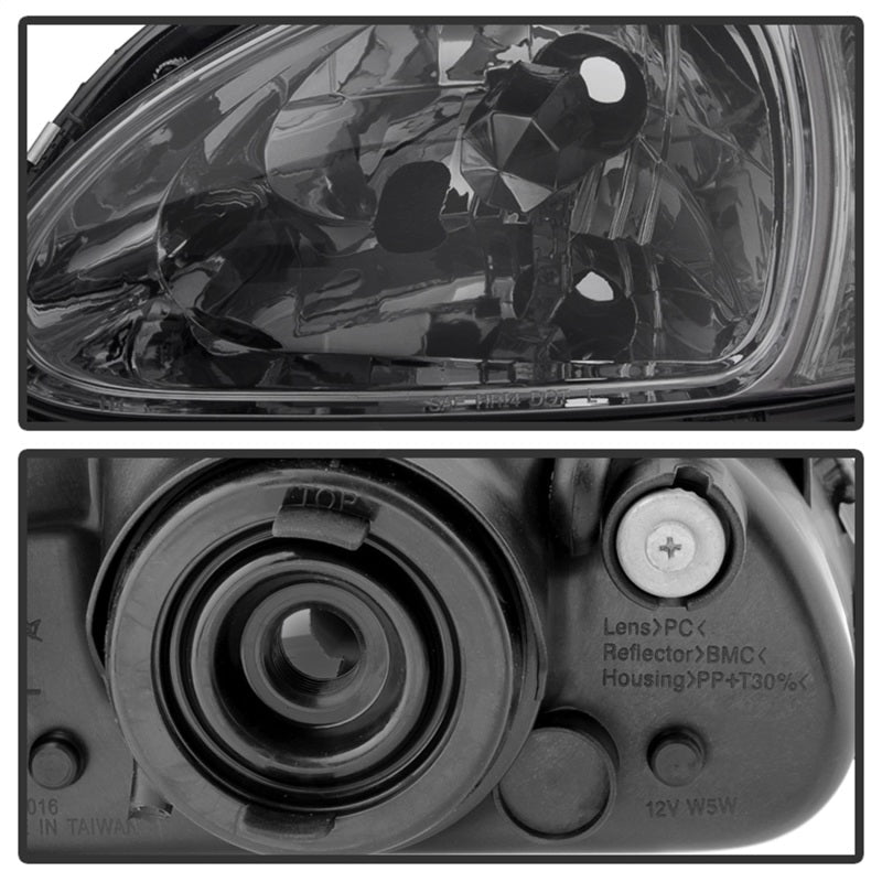 xTune Honda Del Sol 93-97 1Pc Crystal Headlights Smoke HD-ON-HDEL93-1P-SM