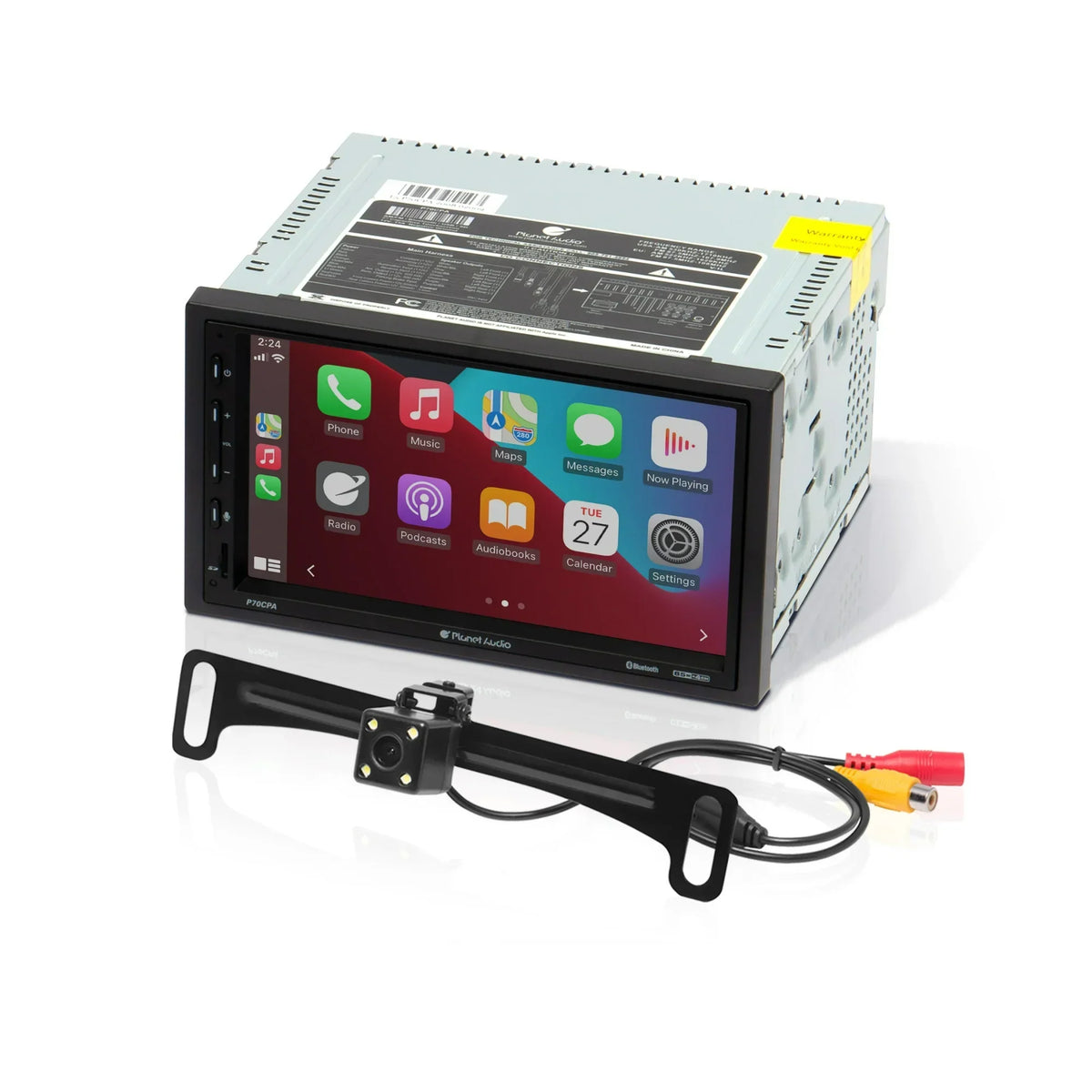 Planet Audio P70CPA-C Car Stereo - Apple CarPlay, Android Auto, Double Din, 7 Inch Touchscreen, Bluetooth, No CD DVD Player,
