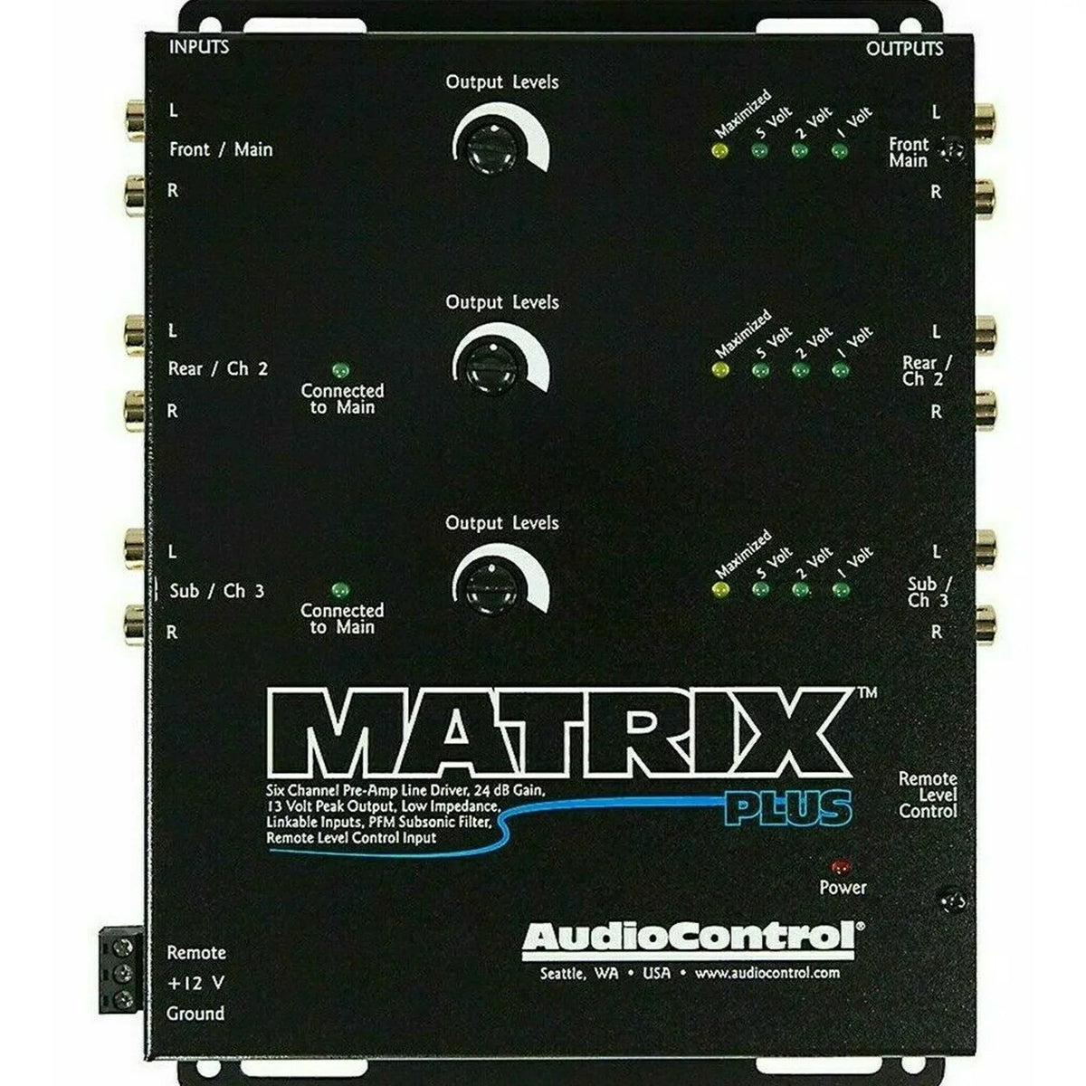 AudioControl Matrix PLUS 6 Channel 24 dB Gain Pre Amp RCA 13 Volt Line Driver
