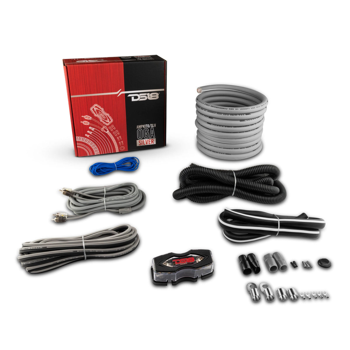 0-GA Amplifiers Installation Kit Silver