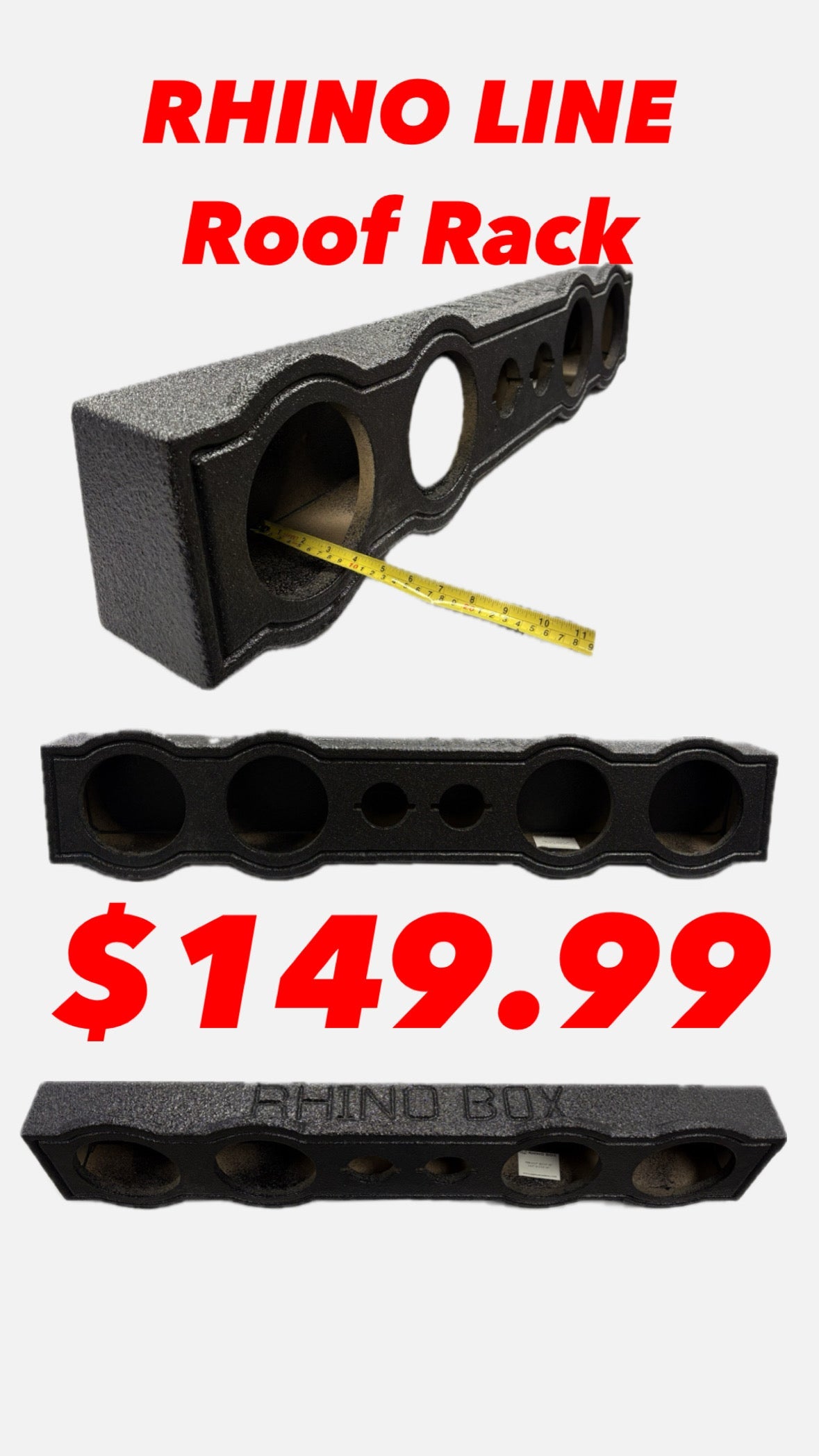 Rhino lined roof rack for indoor out door car or truck. Be heard a block away Chevy. GMC, Ford or Ram Single Cab, EXT Cab & C