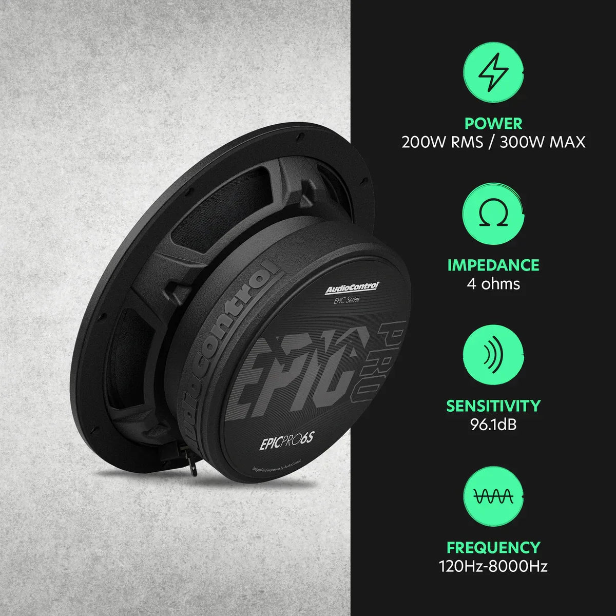 AudioControl EPICPRO6S 6.5" 200W RMS Slim Midrange Speakers (Pair)