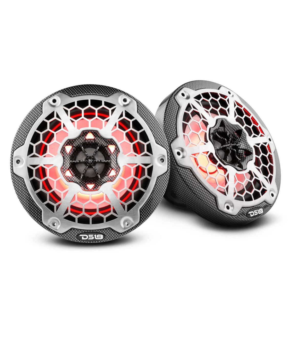 DS18 CF65 HYDRO 6.5" 2-Way Coaxial Marine Speaker With LED RGB Lights 125 Watts Rms 4-Ohm -Black Carbon Fiber