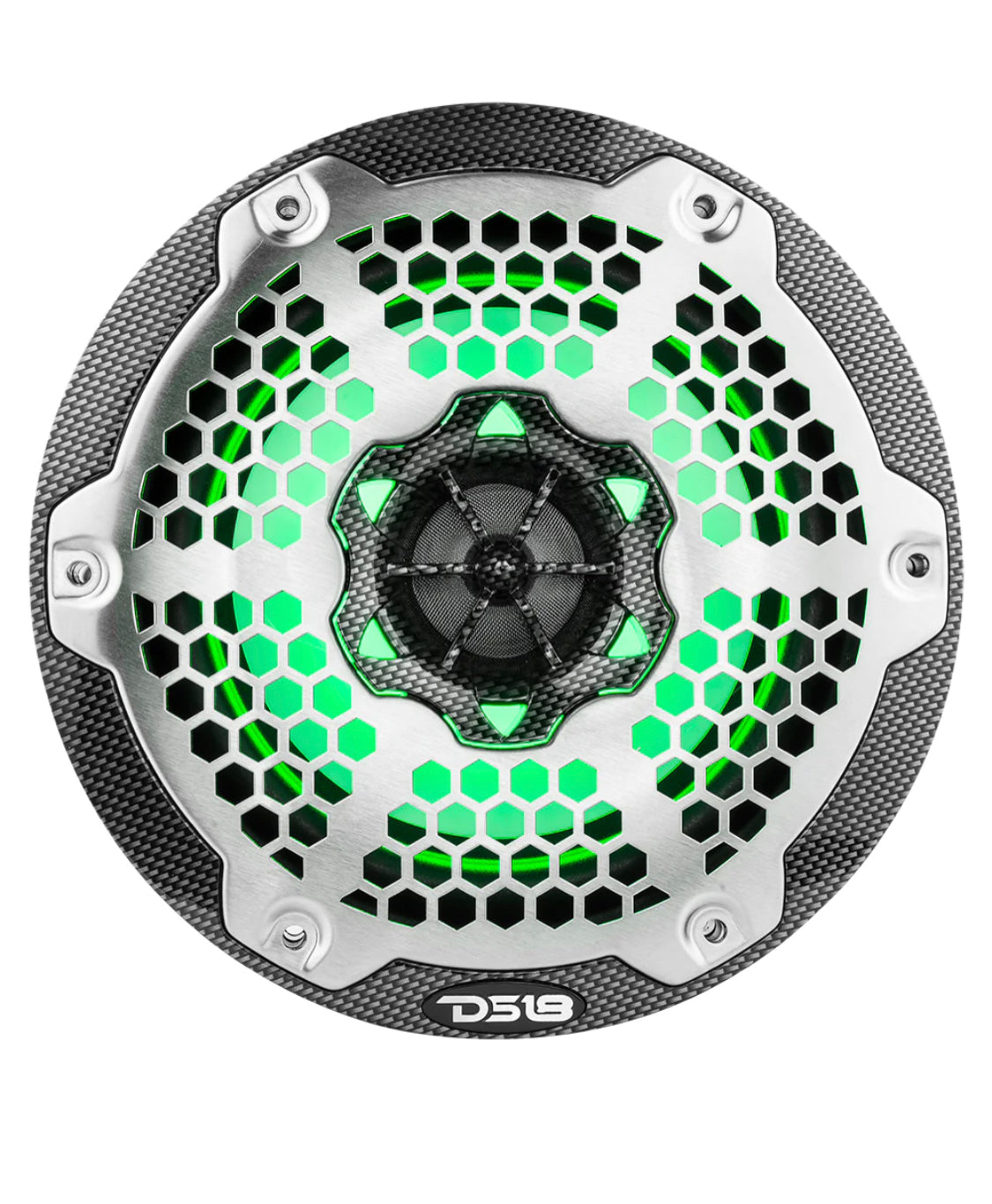 DS18 CF65 HYDRO 6.5" 2-Way Coaxial Marine Speaker With LED RGB Lights 125 Watts Rms 4-Ohm -Black Carbon Fiber