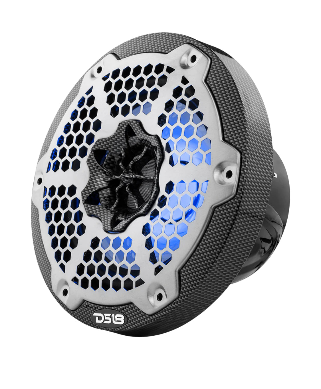 DS18 CF65 HYDRO 6.5" 2-Way Coaxial Marine Speaker With LED RGB Lights 125 Watts Rms 4-Ohm -Black Carbon Fiber
