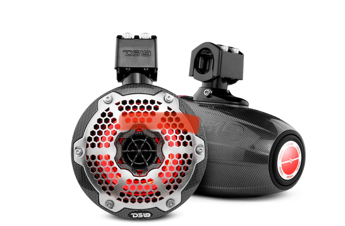 DS18 HYDRO CF-X6TPNEO 6.5" Marine Water Tower Neodymium Speaker with Built-in passive Radiator Bass Enhancer - Carbon Fiber