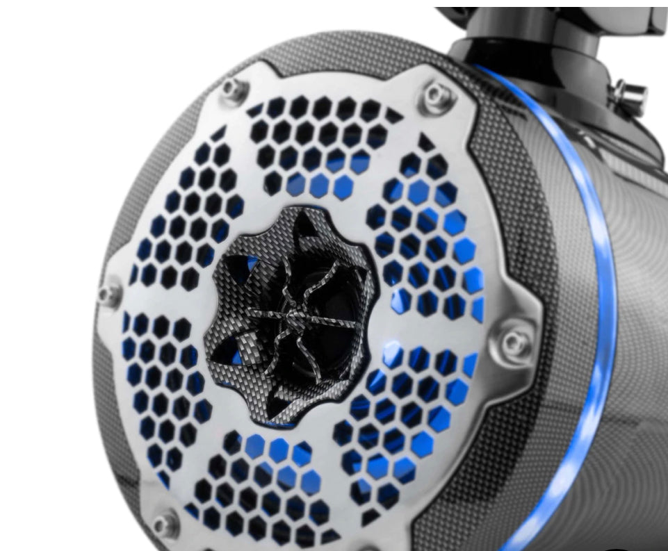 DS18 HYDRO CF-X6TPNEO 6.5" Marine Water Tower Neodymium Speaker with Built-in passive Radiator Bass Enhancer - Carbon Fiber