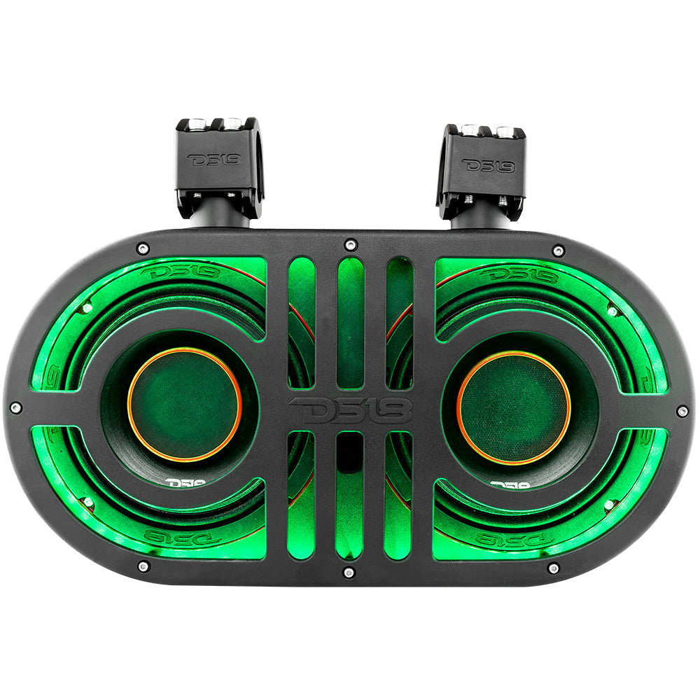 Dual 8" Marine and Powersports PRO Roll Cage Sound Bar System with Built in LED RGB Lights 500 Watts Rms ( 2 x PRO-HY8.4B Inc