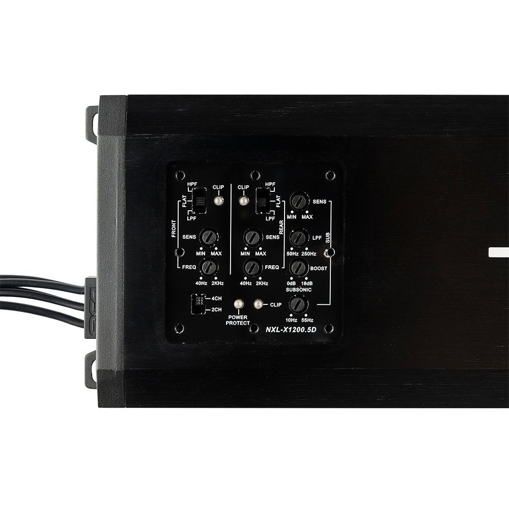 DS18 NXL-X1200.5D NXL 5-Channel Full-Range Class D IP67 Marine and Powersports Amplifier 4 x 150 @ 4-Ohm and 1 x 600 @ 2-Ohm