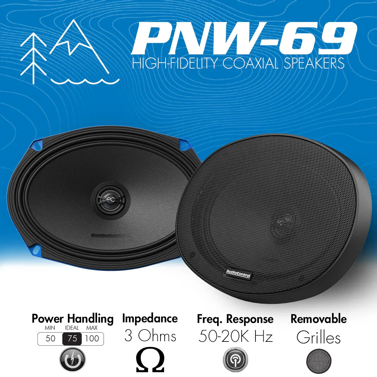 AudioControl PNW-69CS2 | 6"x9" 100W RMS Component Speakers 3-Ohm (Pair)