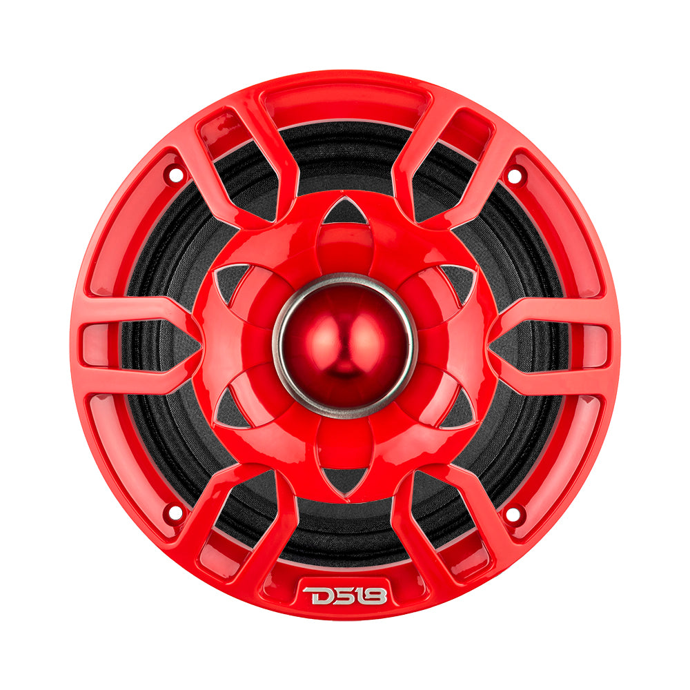 DS18 PRO-GTW6RD 6.5" Grill with Built-in 1.75" VC Neodymium Bullet Tweeter and RGB Lights 500 Watts Red(EACH)