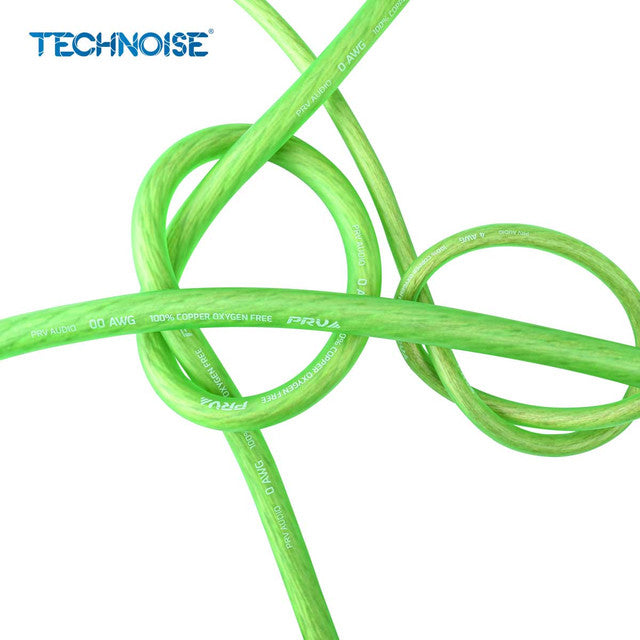 PRV PW0AWG - NEON GREEN 0 GAUGE OFC WIRE, CAR AUDIO POWER / GROUND COPPER CABLE (50 FT SPOOL)
