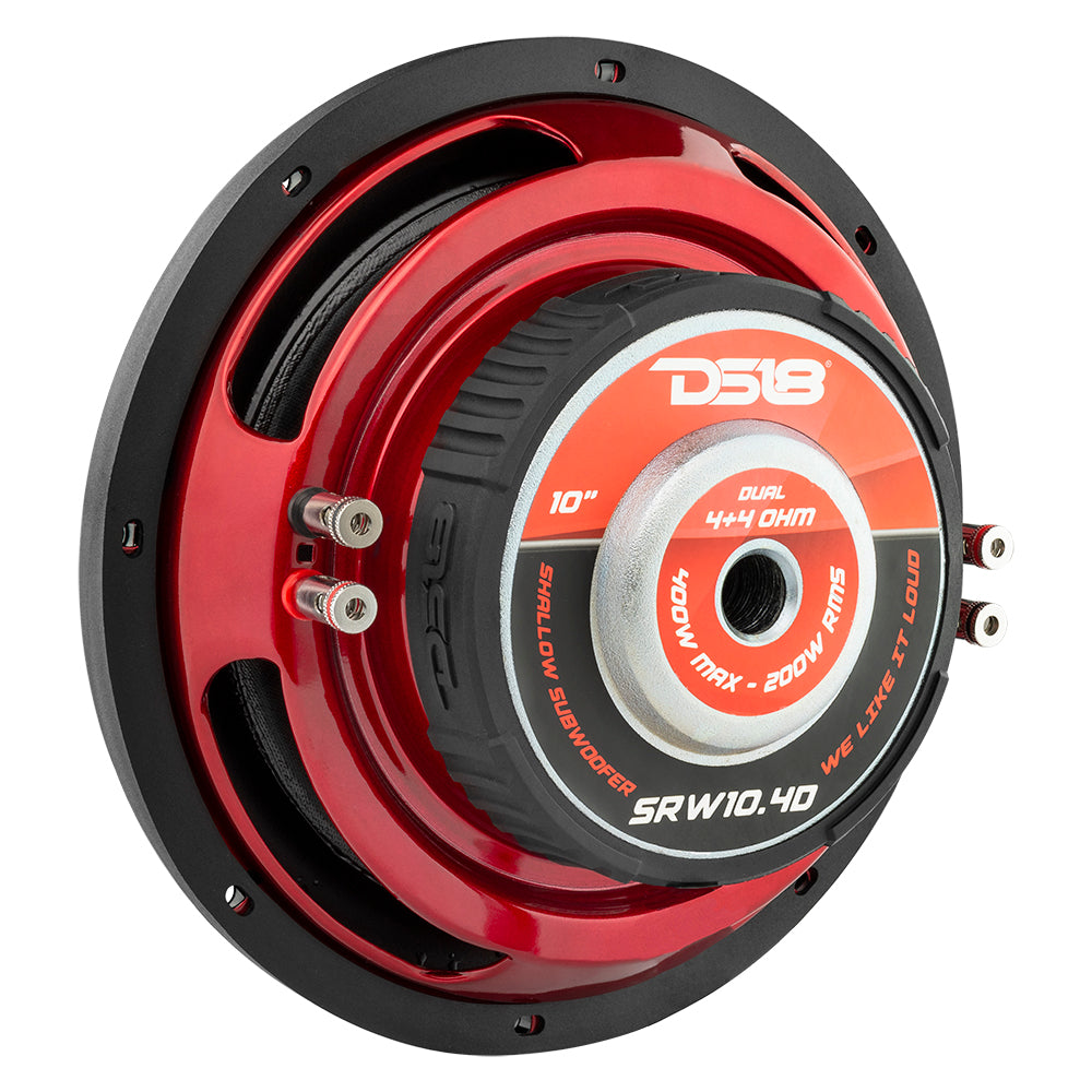 DS18 SRW Shallow-Mount 10" Subwoofer 200 Watts Rms DVC 4-Ohm