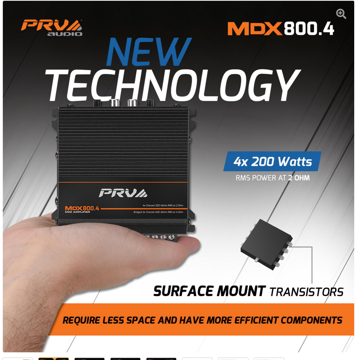 PRV Audio MDX800.4 2ohm Mini 4-Channel Amplifier – 800W RMS Compact Class D Car Audio Amp