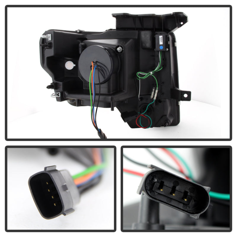 Spyder Ford F150 13-14 Projector Factory Xenon Model- Light Bar DRL Blk PRO-YD-FF15013-LBDRL-HID-BK