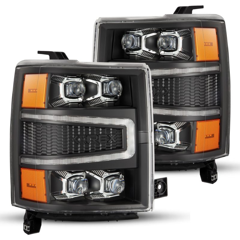 AlphaRex 14-15 Chevrolet Silverado NOVA-Series LED Projector Headlights Black