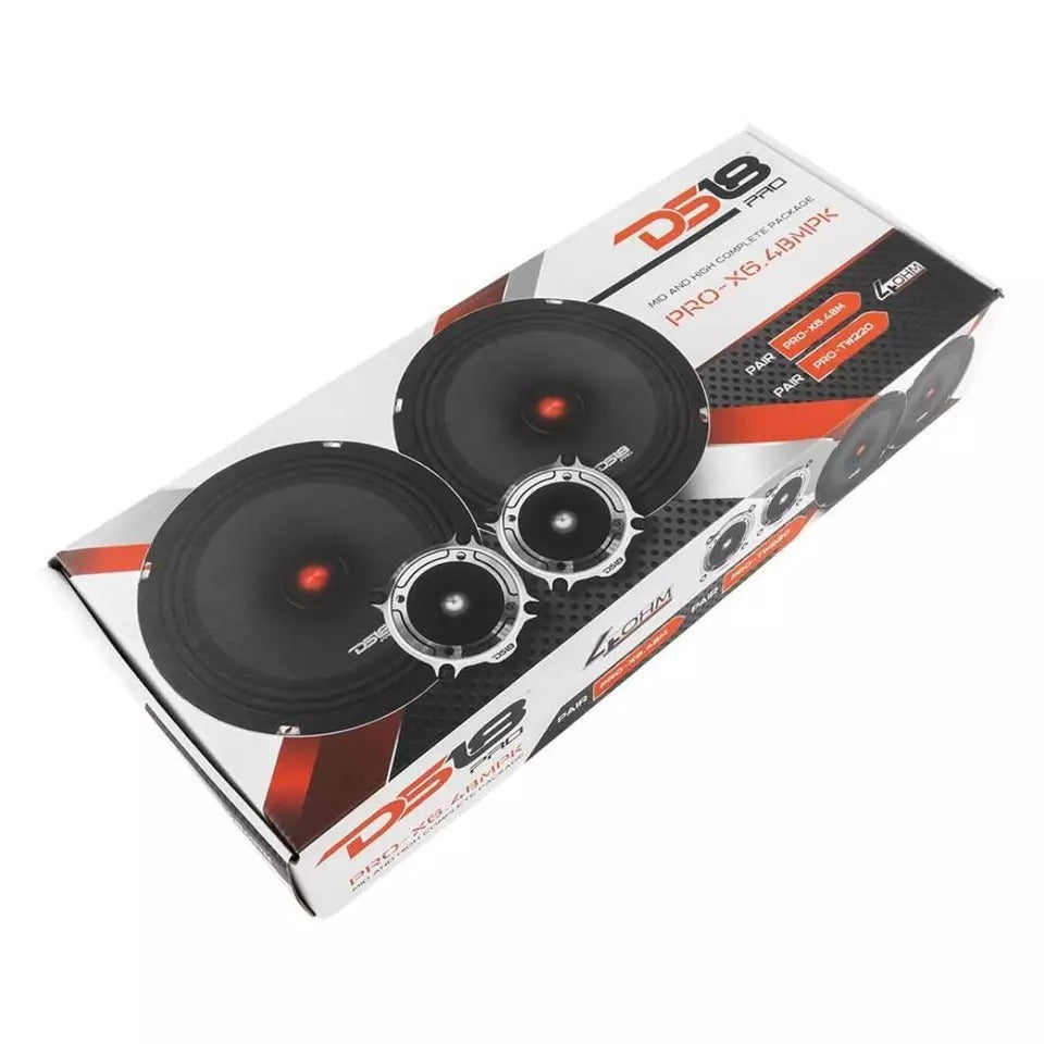DS18 PRO-X6 4BMPK 6.5" Mid and High Range Car Audio Sound System