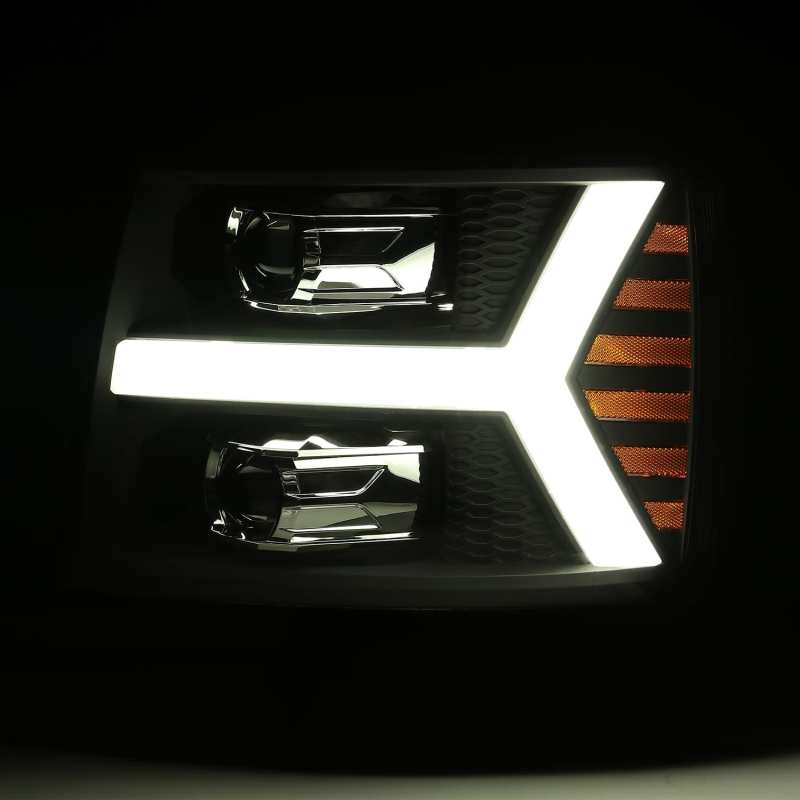 AlphaRex 07-13 Chevrolet Silverado PRO-Series Halogen Projector Headlights Black