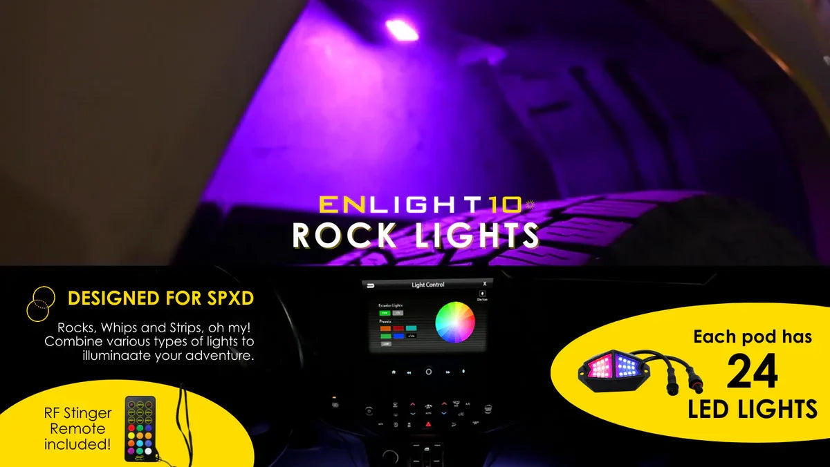 Stinger 12-Pc RGB Dynamic Rock Light Kit w/Bluetooth Remote & On/Off Switch - ENLIGHT10 App Compatible