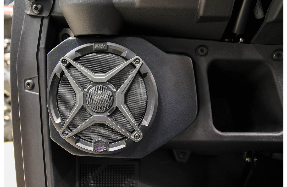 SSV Works RG4-F65U Custom-fit unloaded 6-1/2" speaker pods — fit in upper footwells of 2018-up Polaris Ranger XP1000