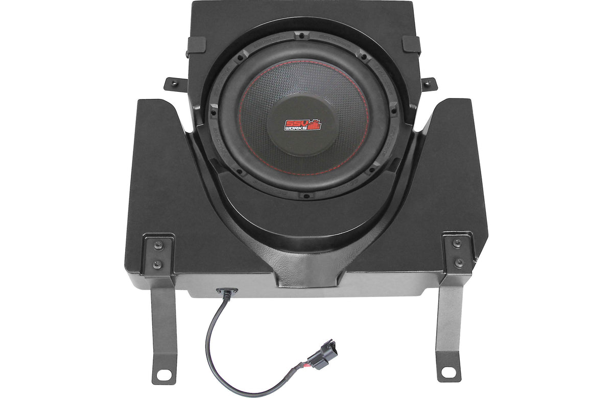 SSV Works 170-X3-US10U Custom-fit unloaded 10" subwoofer enclosure — fits under seats in the Can-Am Maverick X3 (high seats)