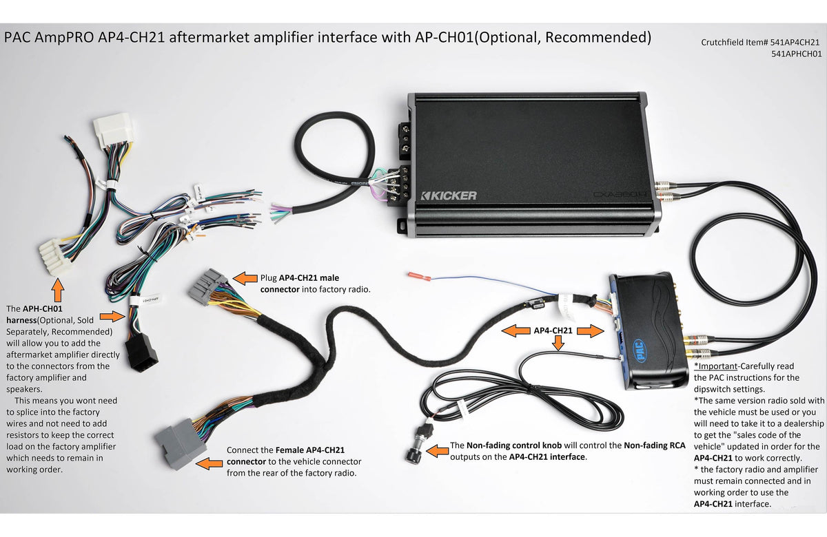 PAC AmpPRO AP4-CH21 Aftermarket Amplifier Interface in select 2007-2016 Chrysler-made vehicles