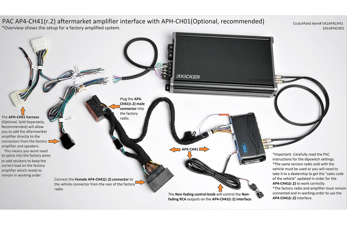 PAC AmpPRO AP4-CH41 Aftermarket Amplifier Interface in select 2014-up Chrysler-made vehicles