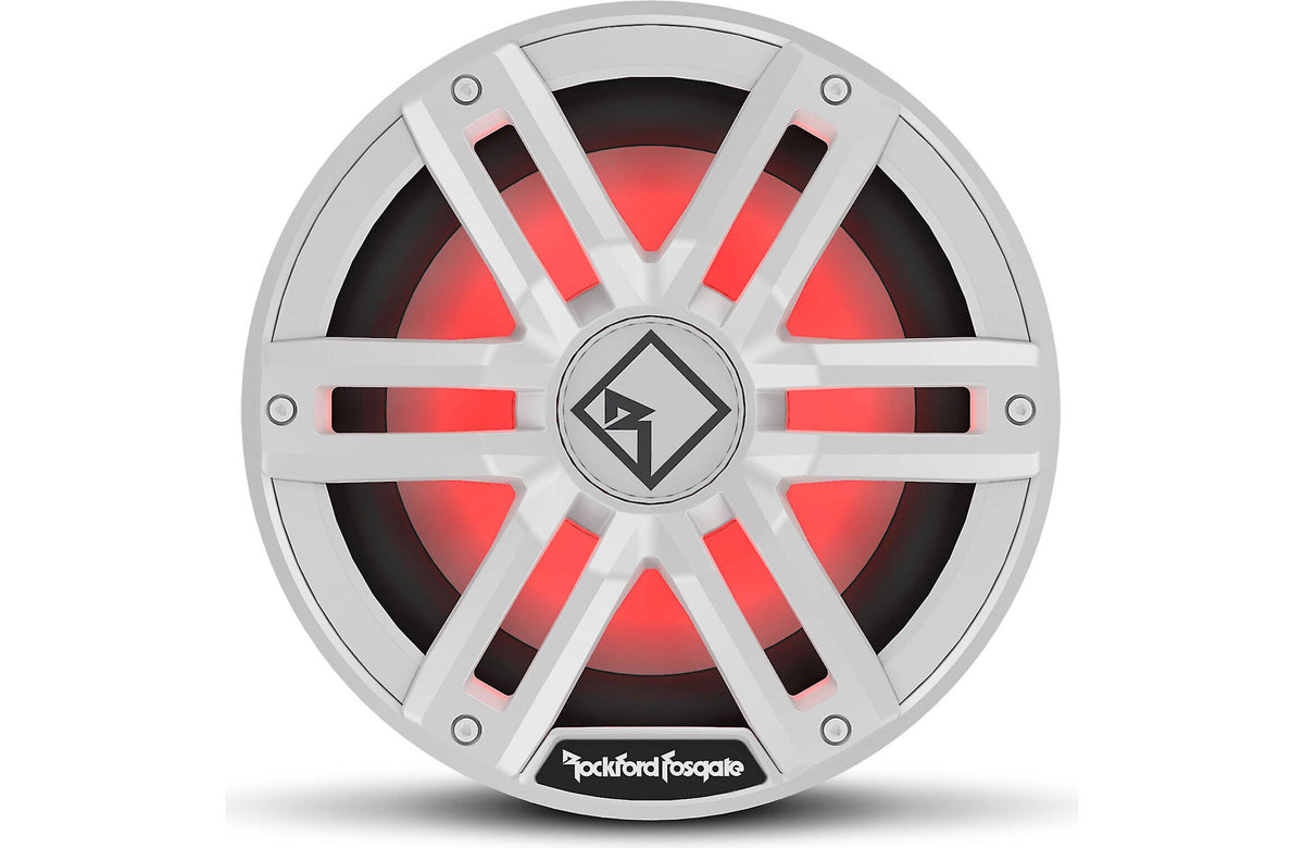 Rockford Fosgate M2D2-10l M2 Series 10" marine subwoofer with dual 2-ohm voice coils and RGB LED lighting (White)