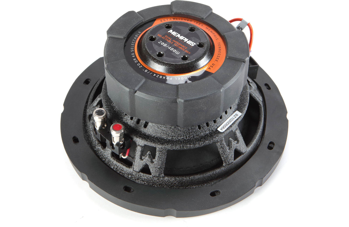 Memphis Audio PRX824 Power Reference Series 8" dual voice coil component subwoofer — selectable 2- or 4-ohm impedance