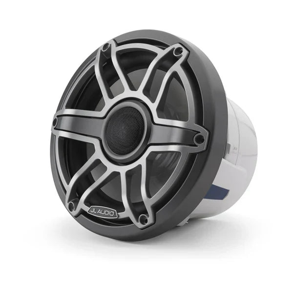 JL Audio M6-770X-S-GmTi 7.7" 250W Marine Coaxial Speakers-Gloss White Sports Grills (Pair)