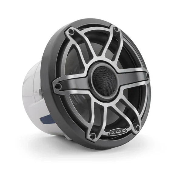 JL Audio M6-770X-S-GmTi 7.7" 250W Marine Coaxial Speakers-Gloss White Sports Grills (Pair)