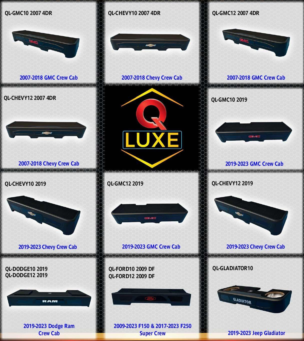 Q-Luxe Dual 10″ Sealed Custom Enclosure for GMC 19-23 Crew Cab