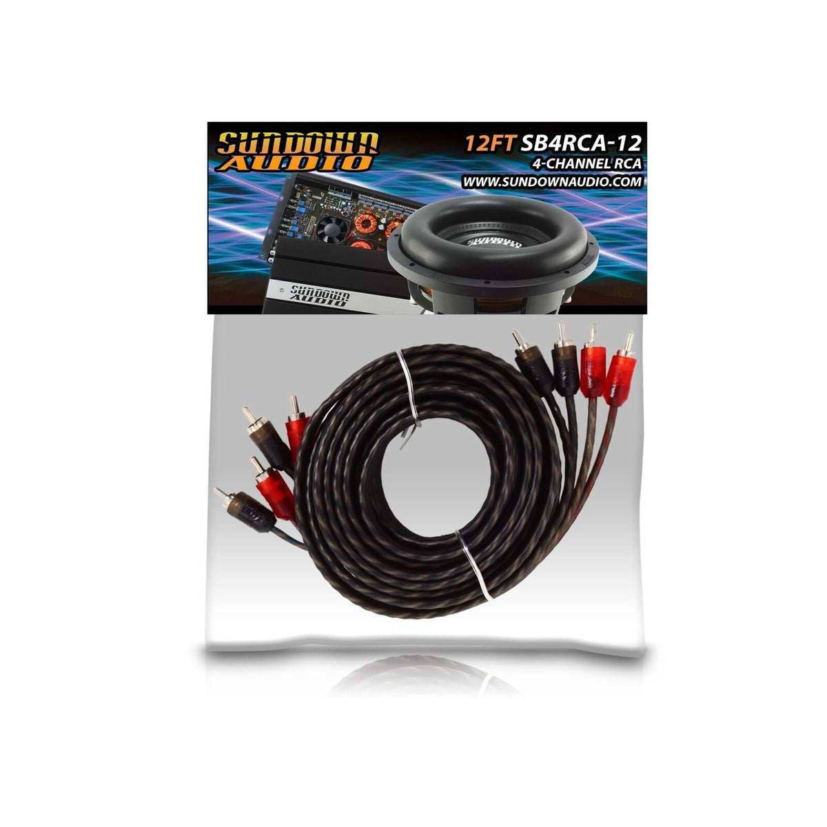 Sundown Audio 12 ft. 4 Channel Budget RCA Interconnect Cables (SB Series)