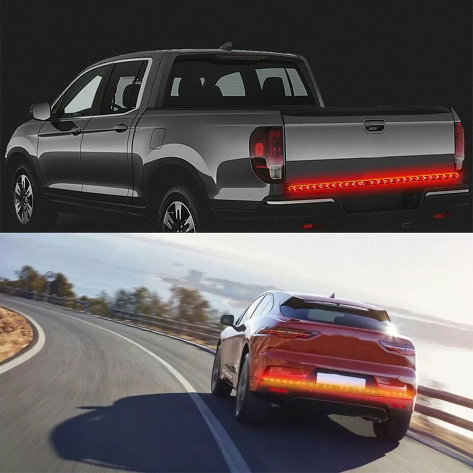 ECA Tailgate LED Bar 60" inch Sequential parking, Brake, turning signal Lights. Universal Fitment: Ram 1500, F150, F250, Silv