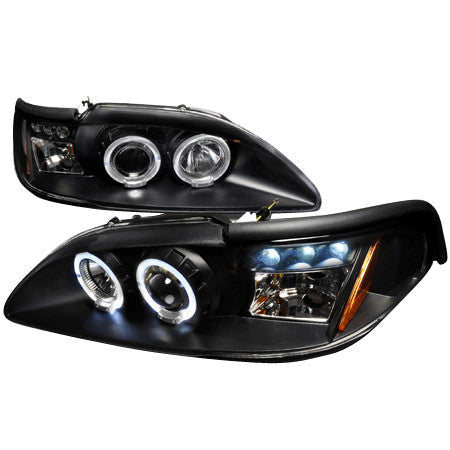 Spec-D 94-98 Ford Mustang Halo Projector Headlights Black