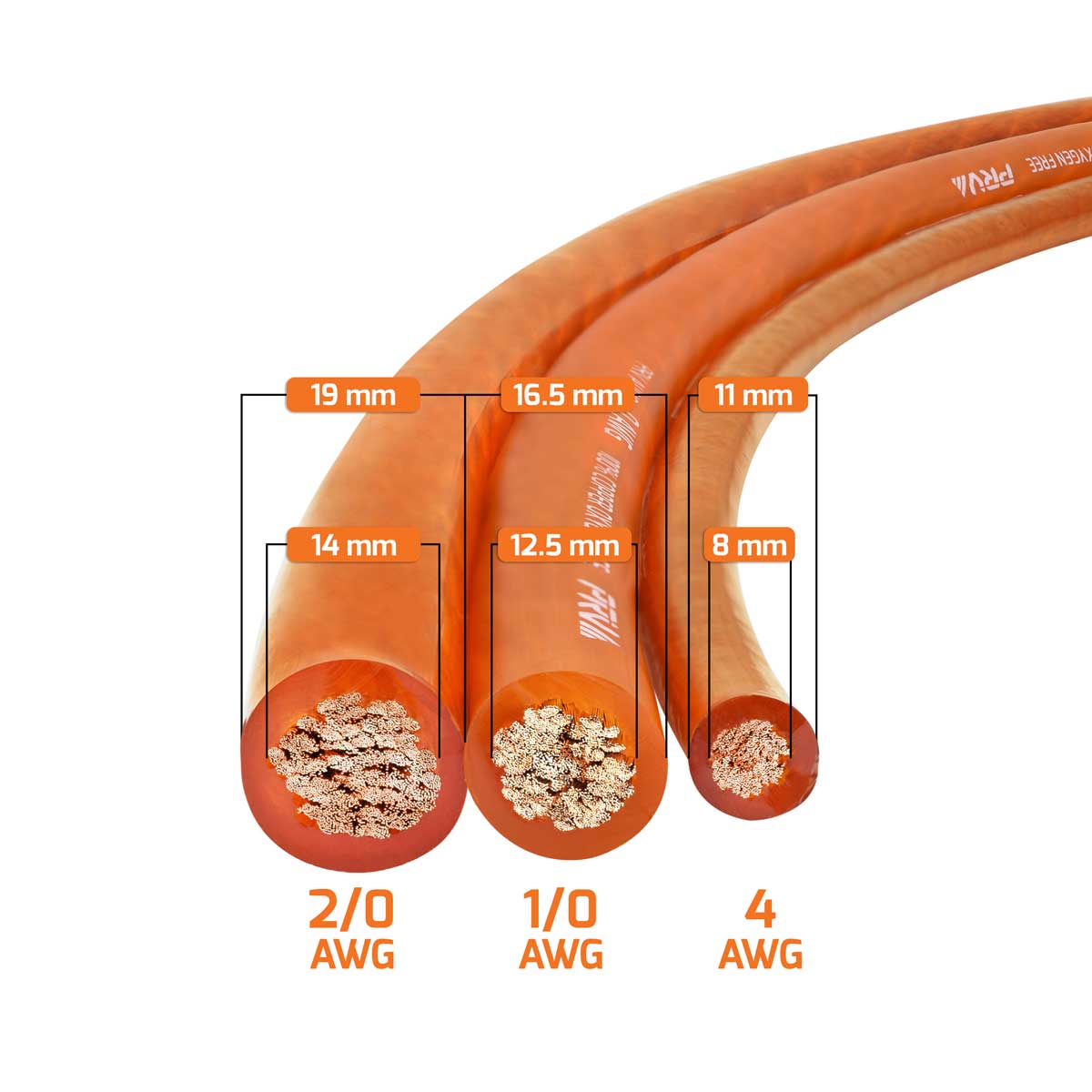PRO AUDIO OFC POWER WIRE SPOOL 2/0G 25 FT ORANGE