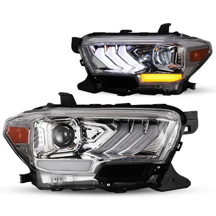 Winjet 2016-2019 Toyota Tacoma/2020-2023 Tacoma SR SR5 TRD Sport DRL Head Lights - Chrome/Clear