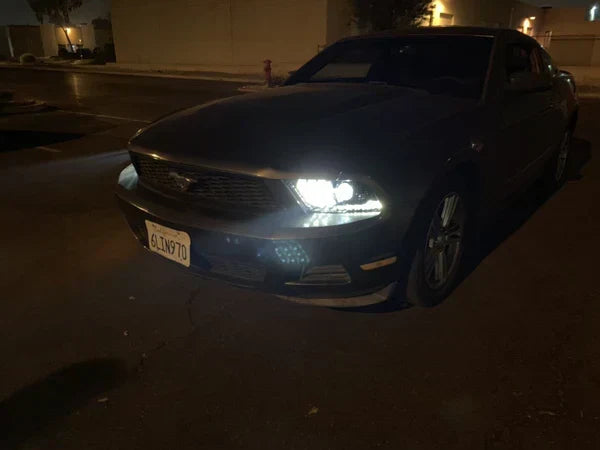 AlphaRex 10-12 Ford Mustang LUXX-Series LED Projector Headlights Alpha-Black