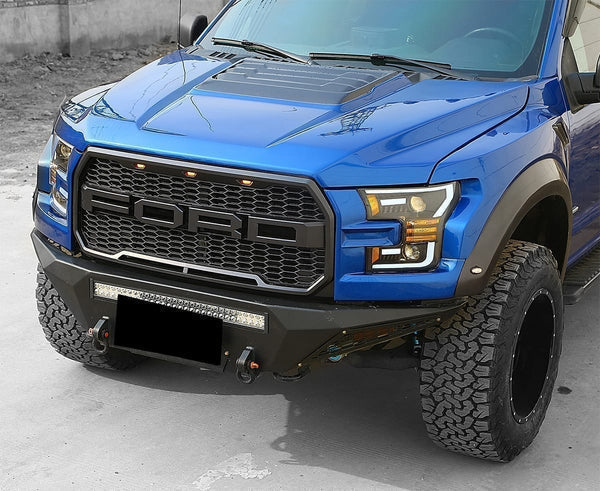 AlphaRex 15-17 Ford F150 PRO-Series Halogen Projector Headlights Jet Black
