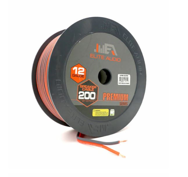 Elite Audio 12 Gauge CCA Speaker Wire – 200ft Roll | Premium Car Audio Cable for Amplifiers & Sound Systems